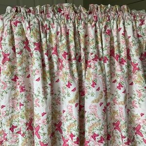 Elena Brunelli Curtain Panel Set (2) Rod Pocket Drapery Butterfly Pink Green